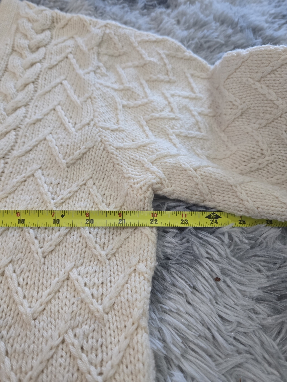 Orvis Cream Cable-Knit Button Cardigan Sweater - Picture 9 of 11